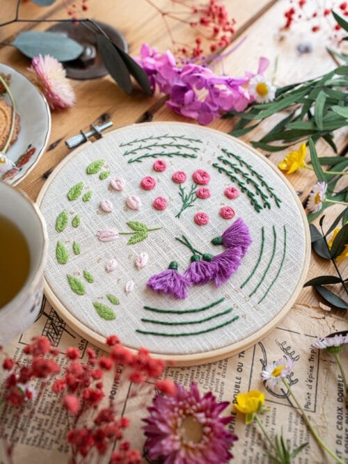 patron de broderie l'apprenti fleuriste tome 2, modèle brodé