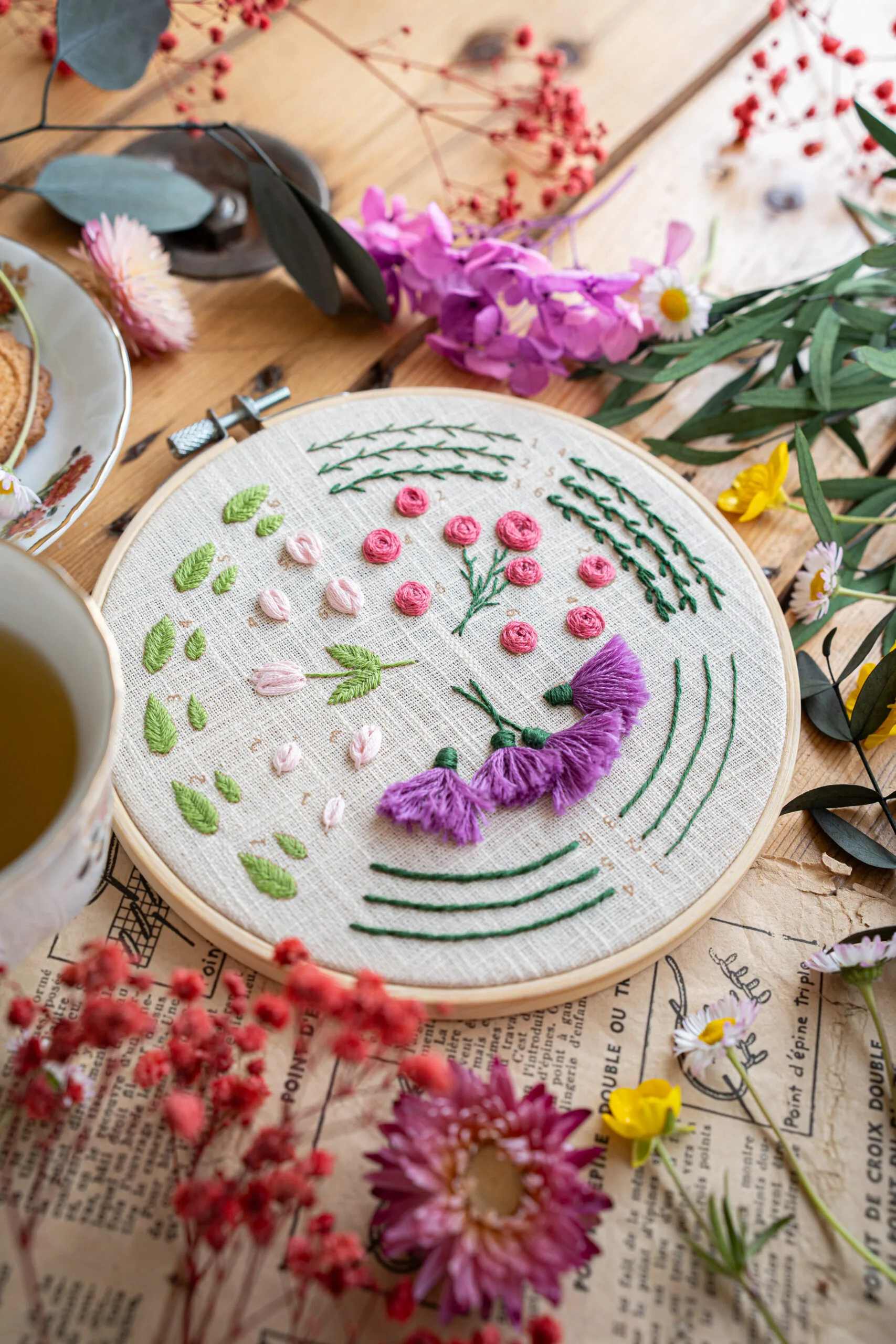 patron de broderie l'apprenti fleuriste tome 2, modèle brodé