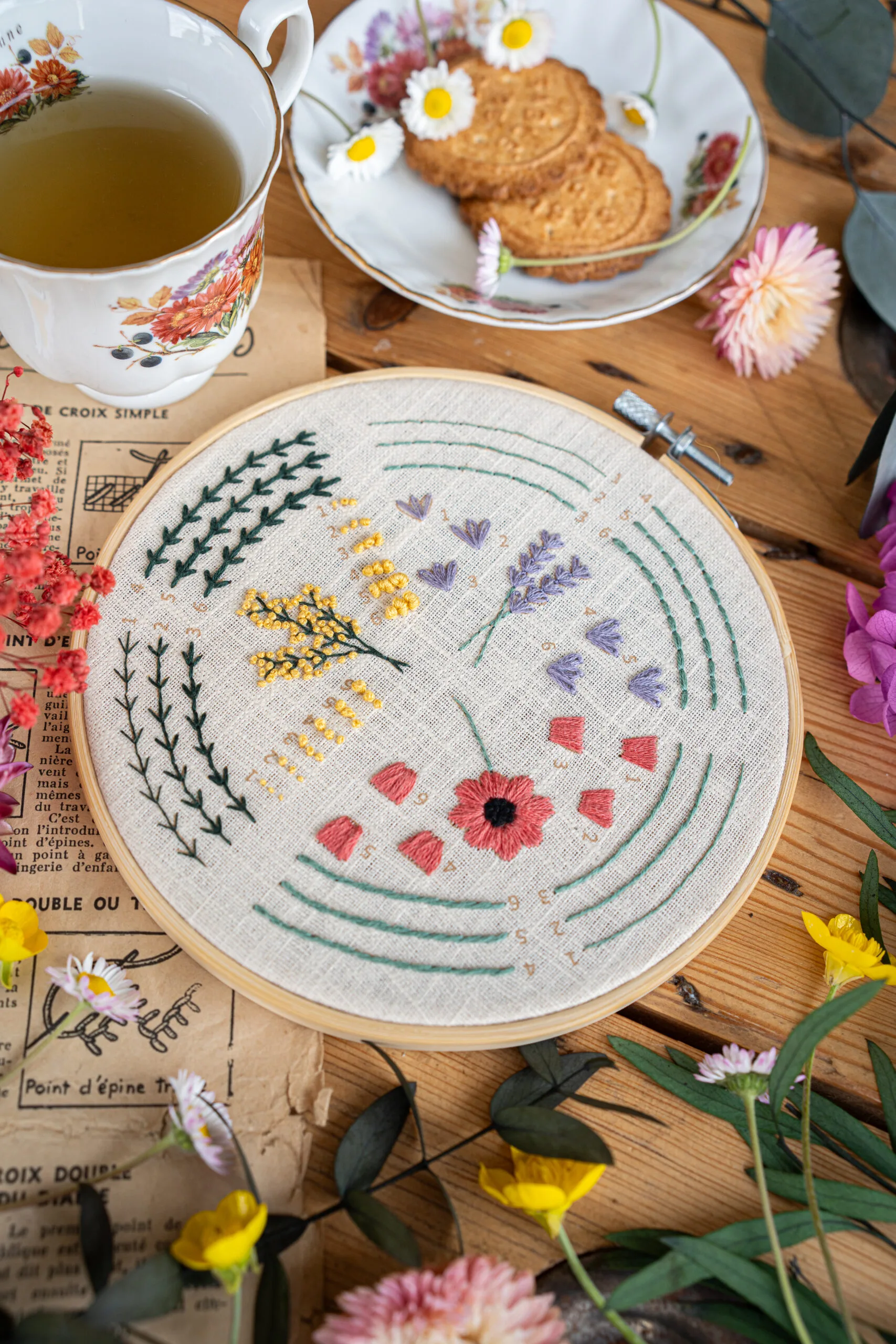 Modèle finie du Kit broderie "L'apprenti fleuriste" Tome 1