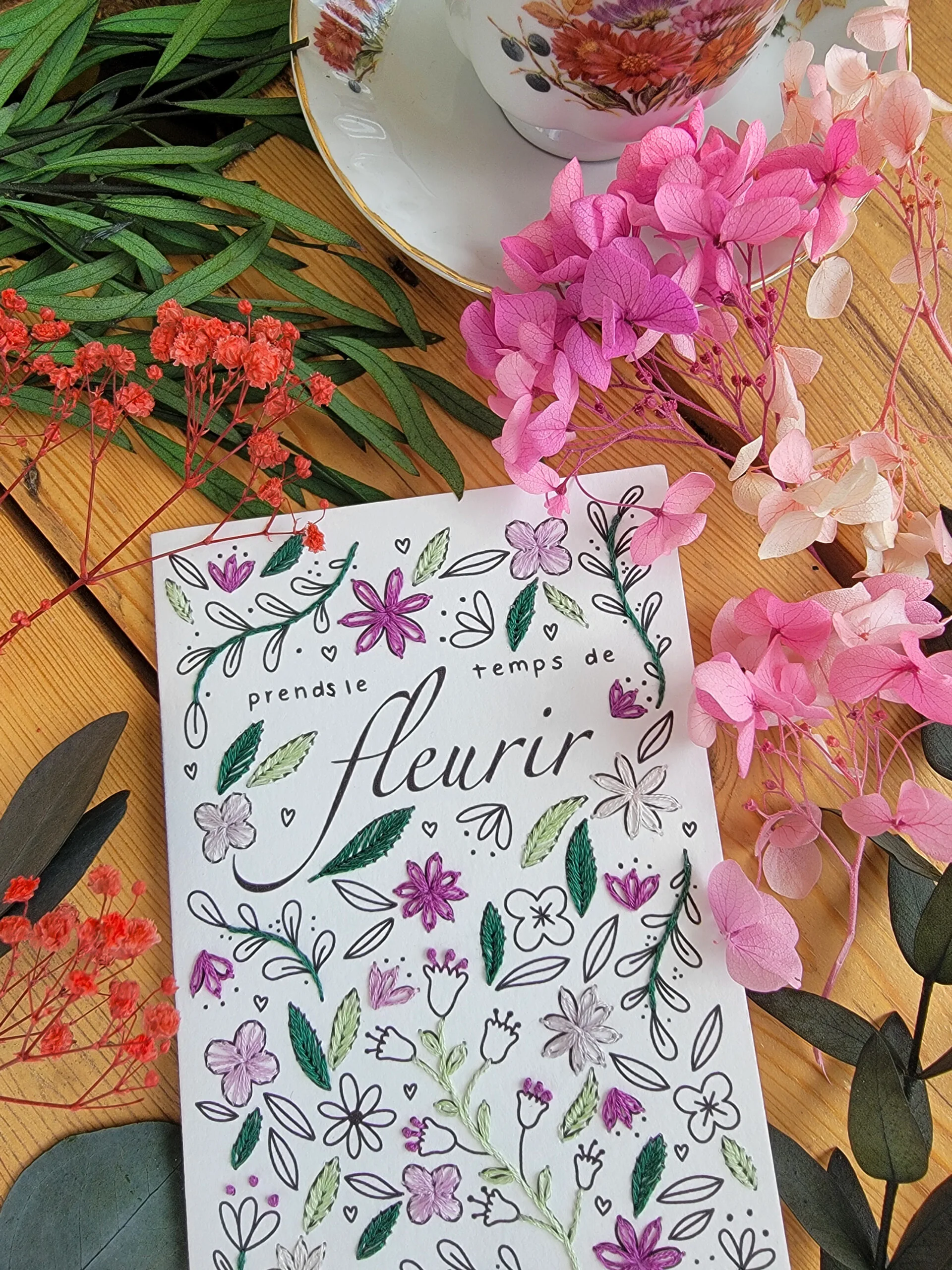 Carte à broder - Prends le temps de fleurir – Image 3