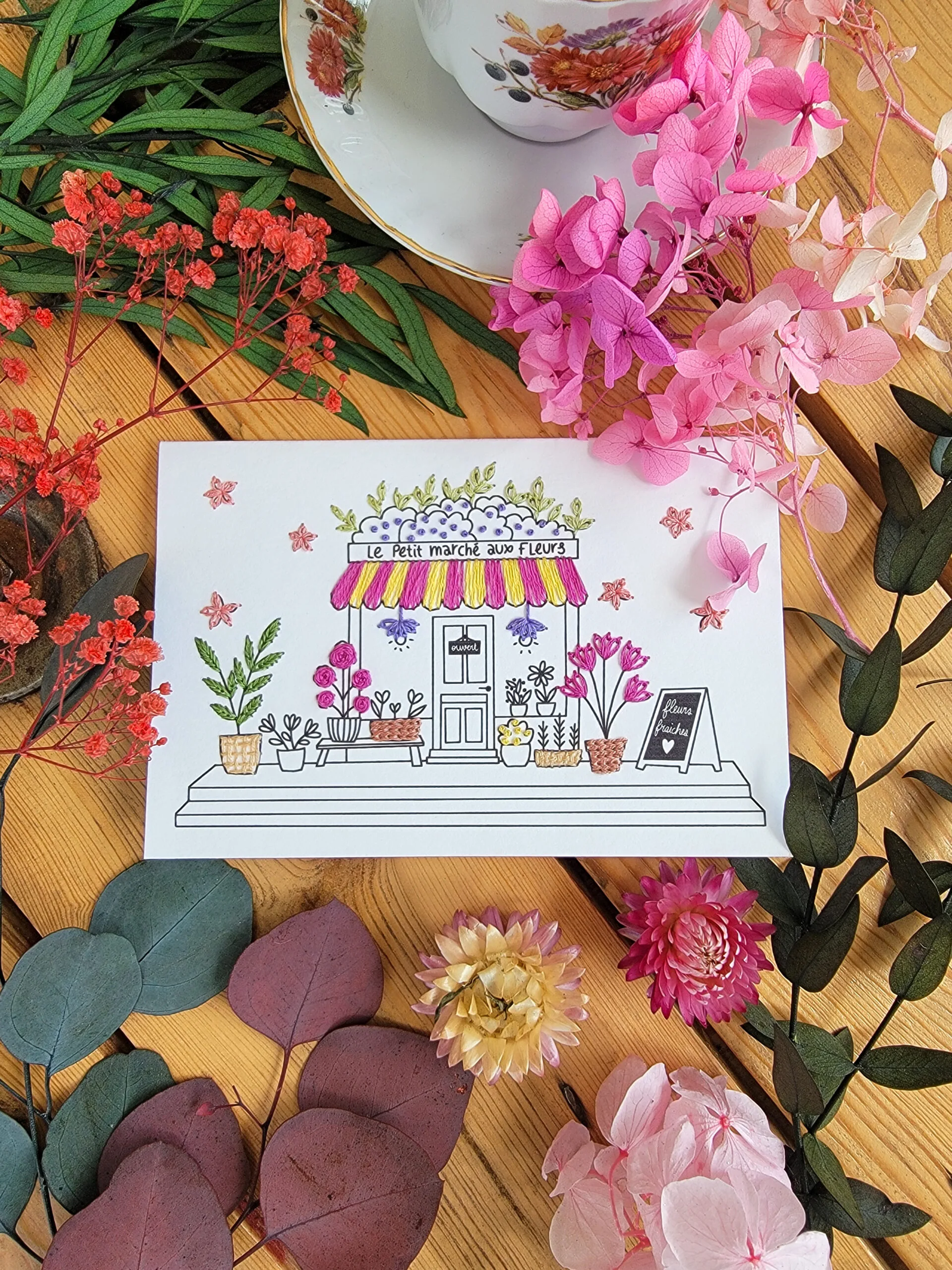 Carte à broder - Le petit marché aux fleurs – Image 4