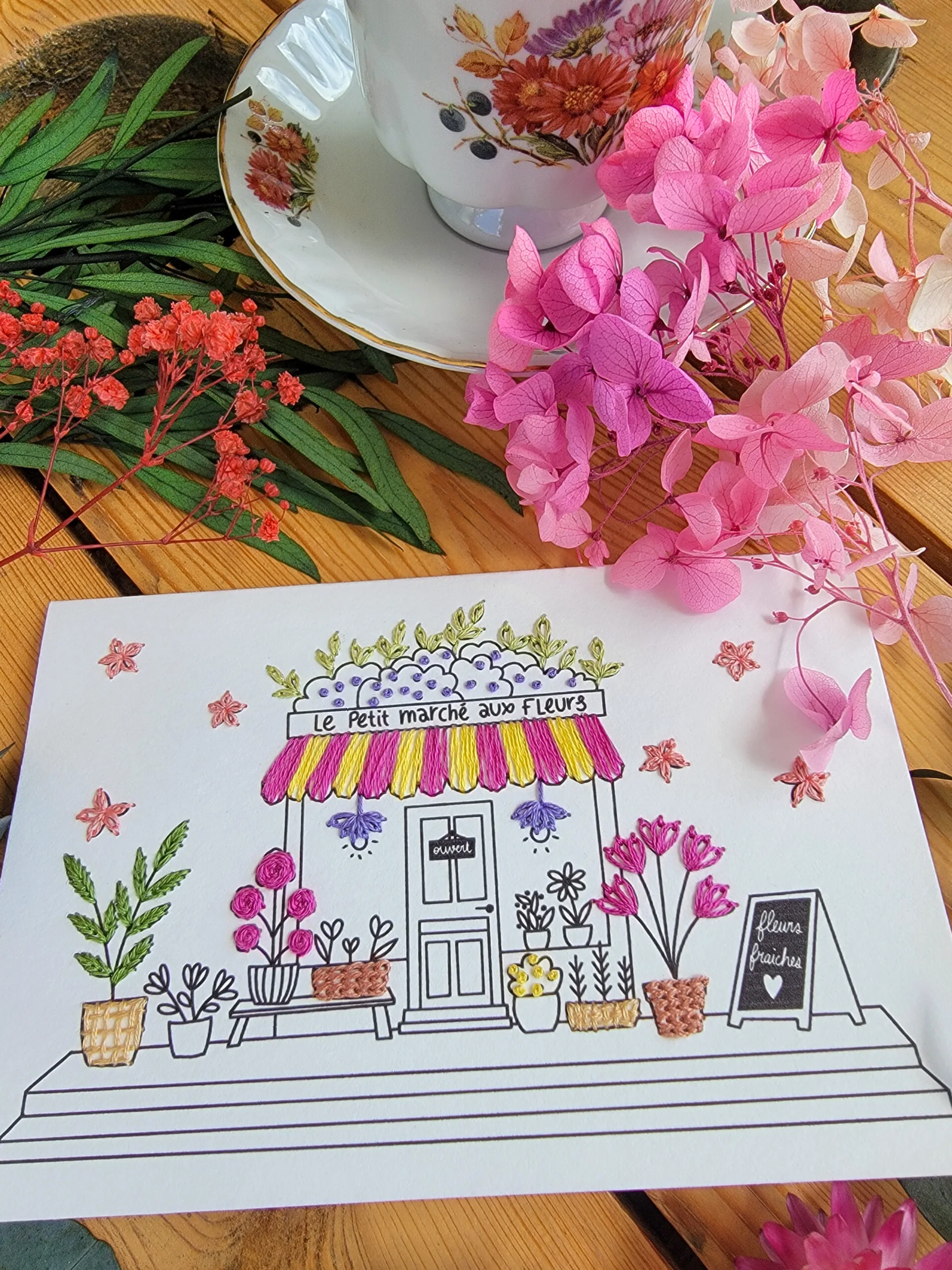Carte à broder - Le petit marché aux fleurs – Image 3