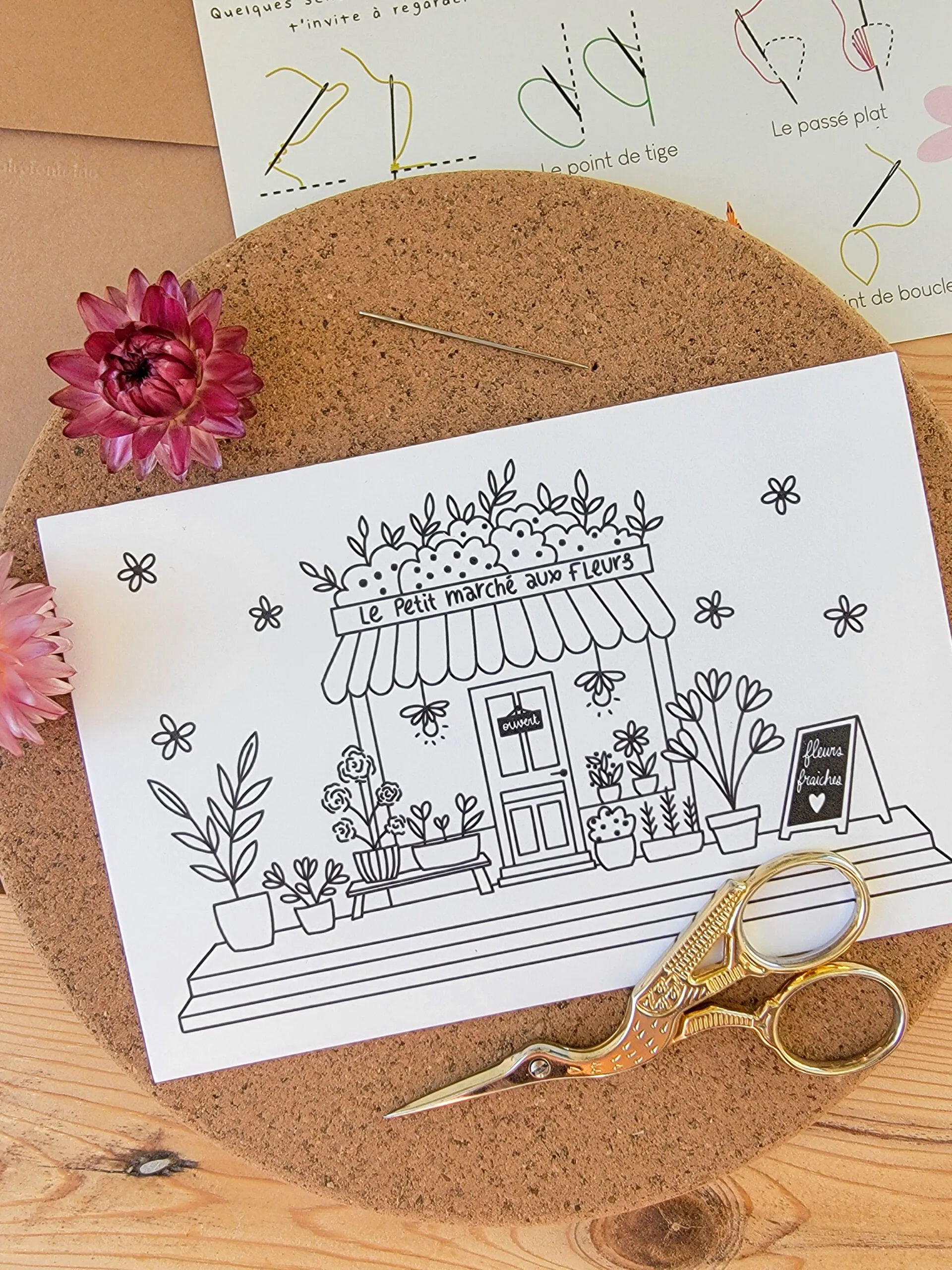 Carte à broder - Le petit marché aux fleurs – Image 2