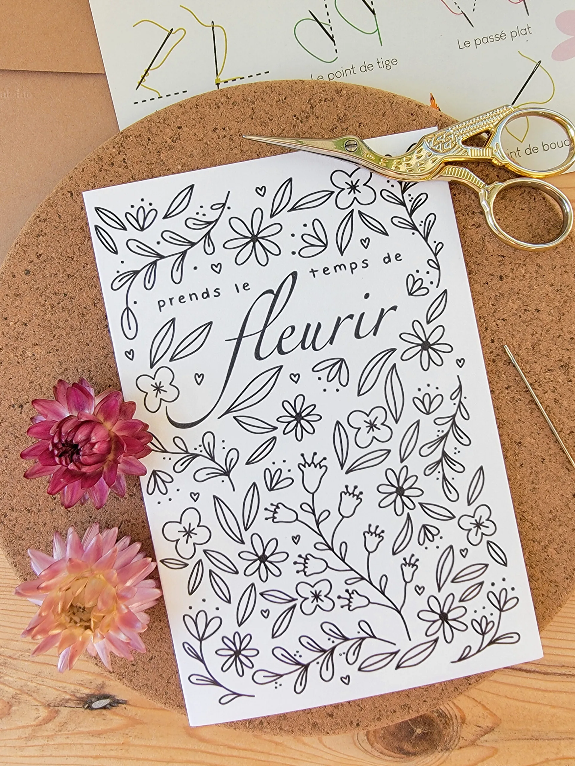 Carte à broder - Prends le temps de fleurir – Image 2