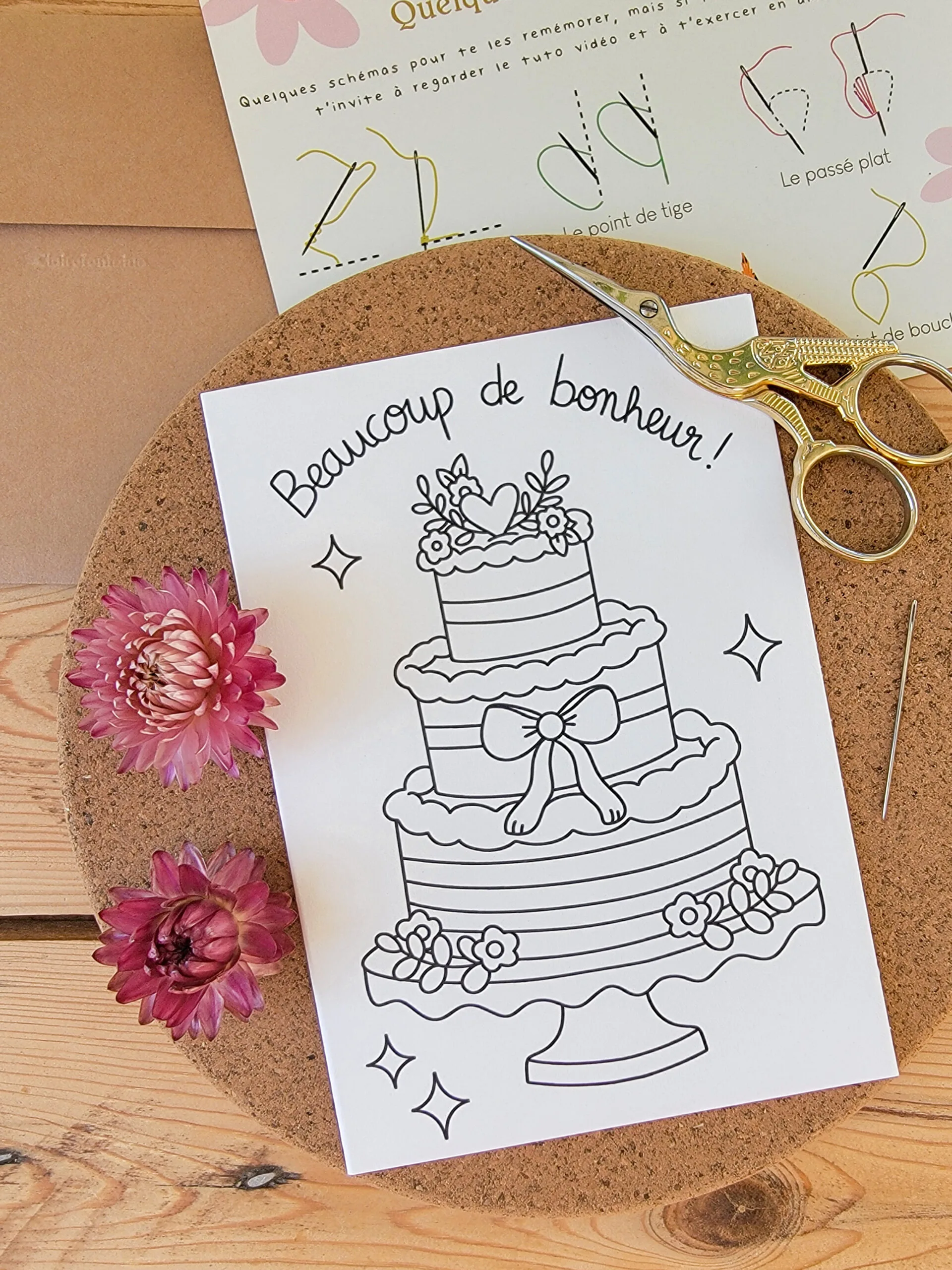 Carte à broder Mariage - Le gâteau des mariés – Image 2