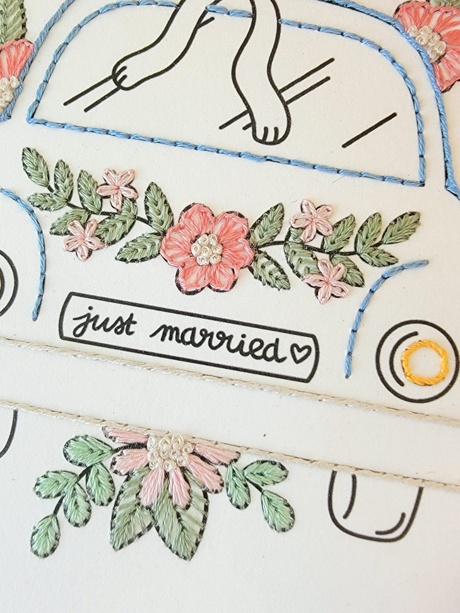 Carte à broder Just Married - La Voiture des Mariés – Image 3
