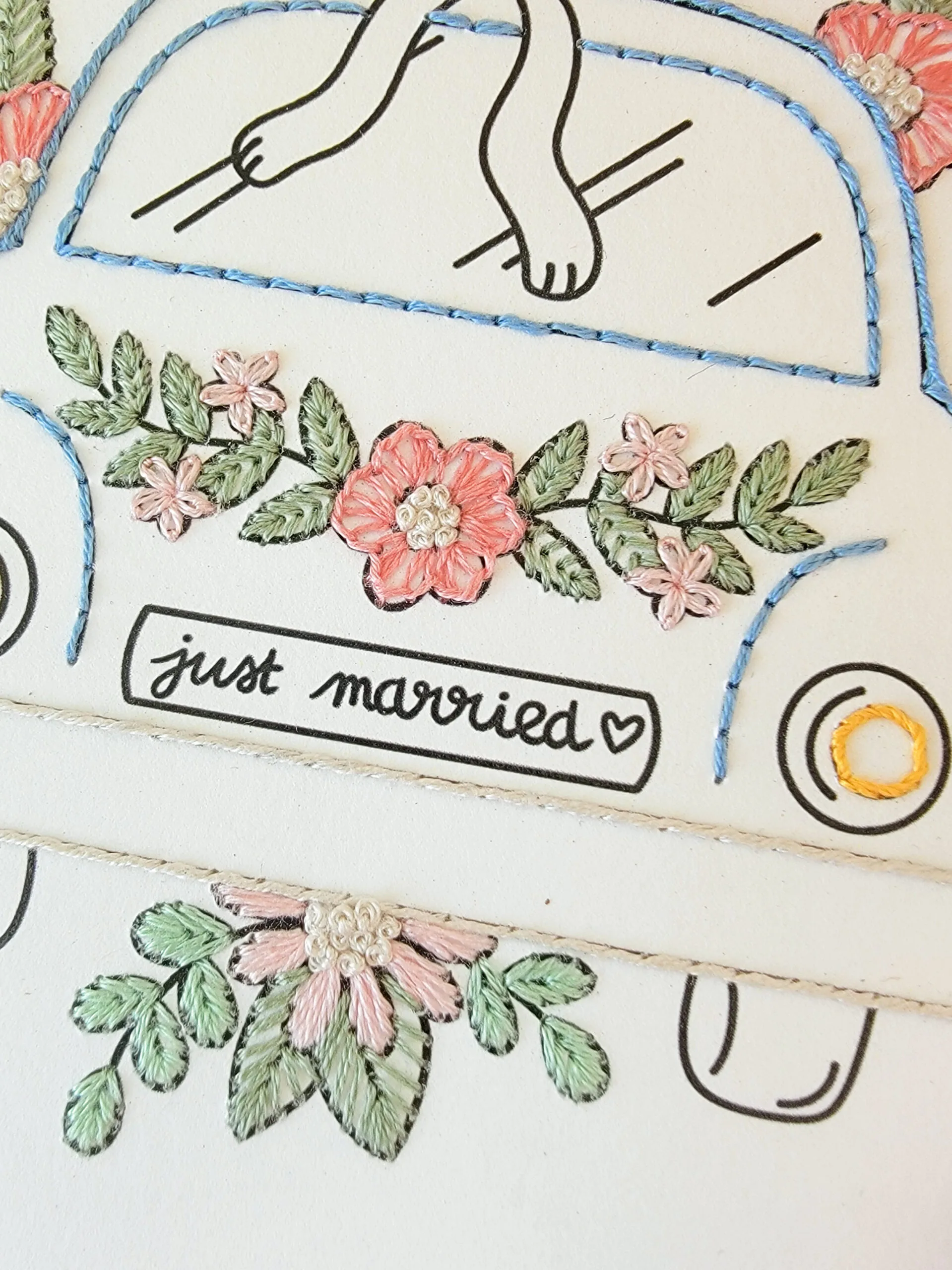 Carte à broder Just Married - La Voiture des Mariés – Image 3