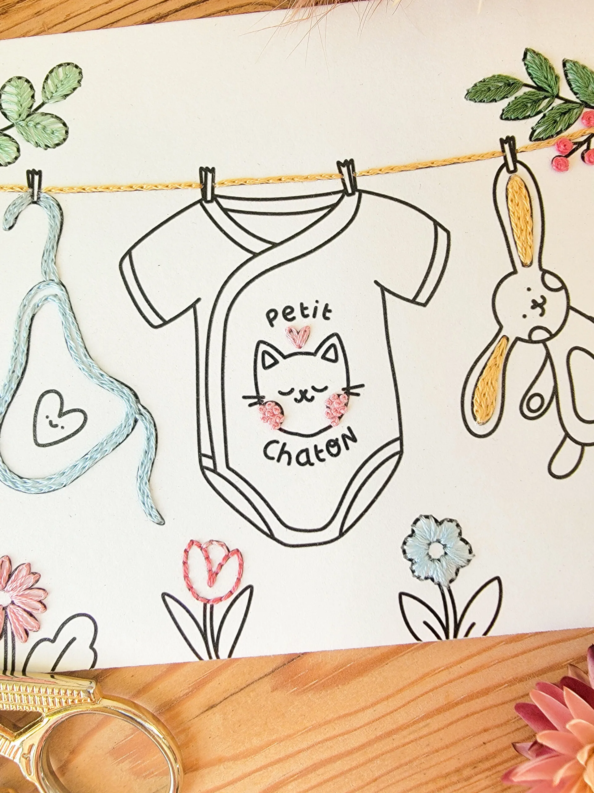Carte à Broder Naissance – La Layette au Petit Chaton – Image 3