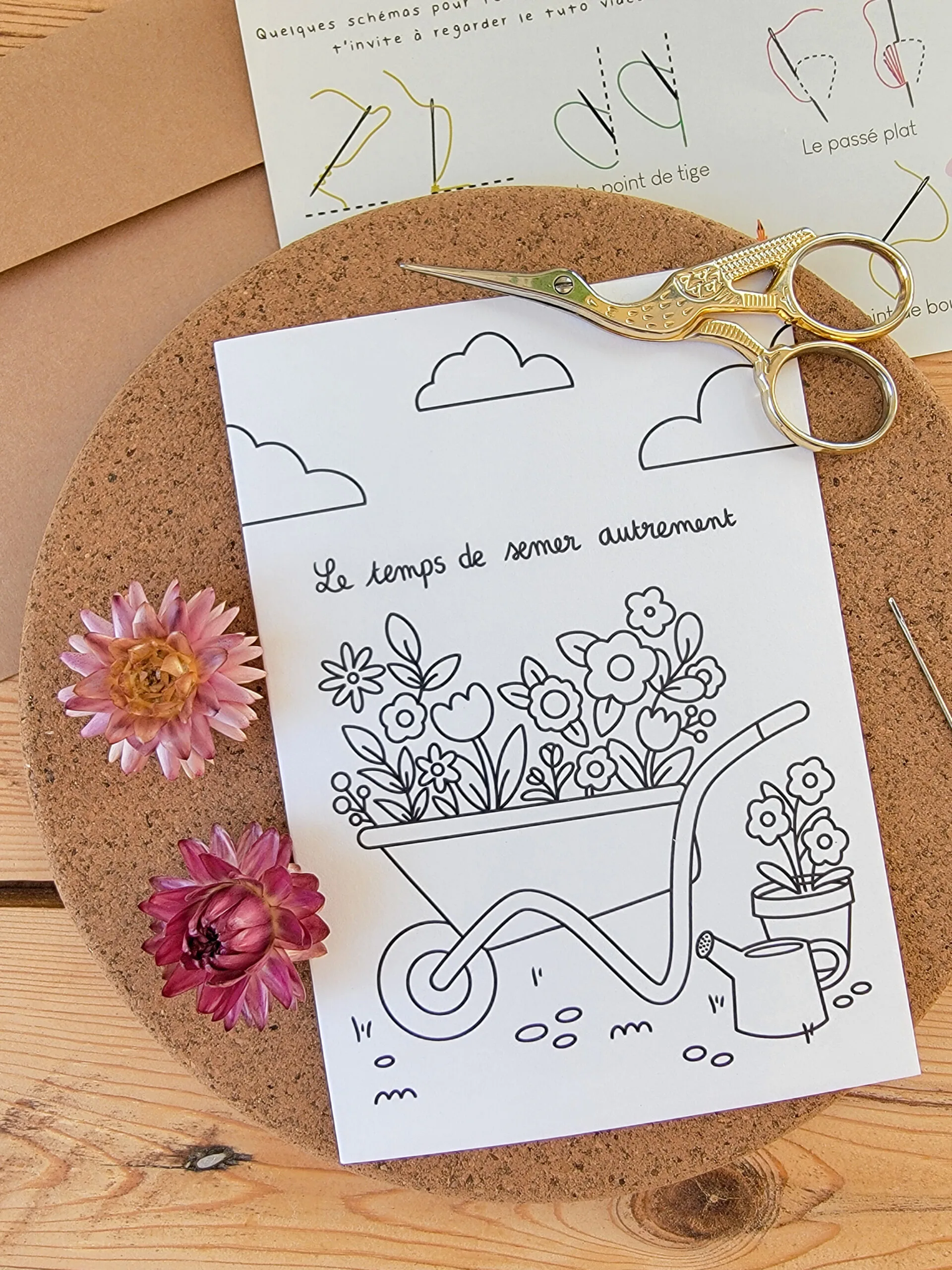Carte à Broder Retraite – La Brouette Fleurie – Image 2